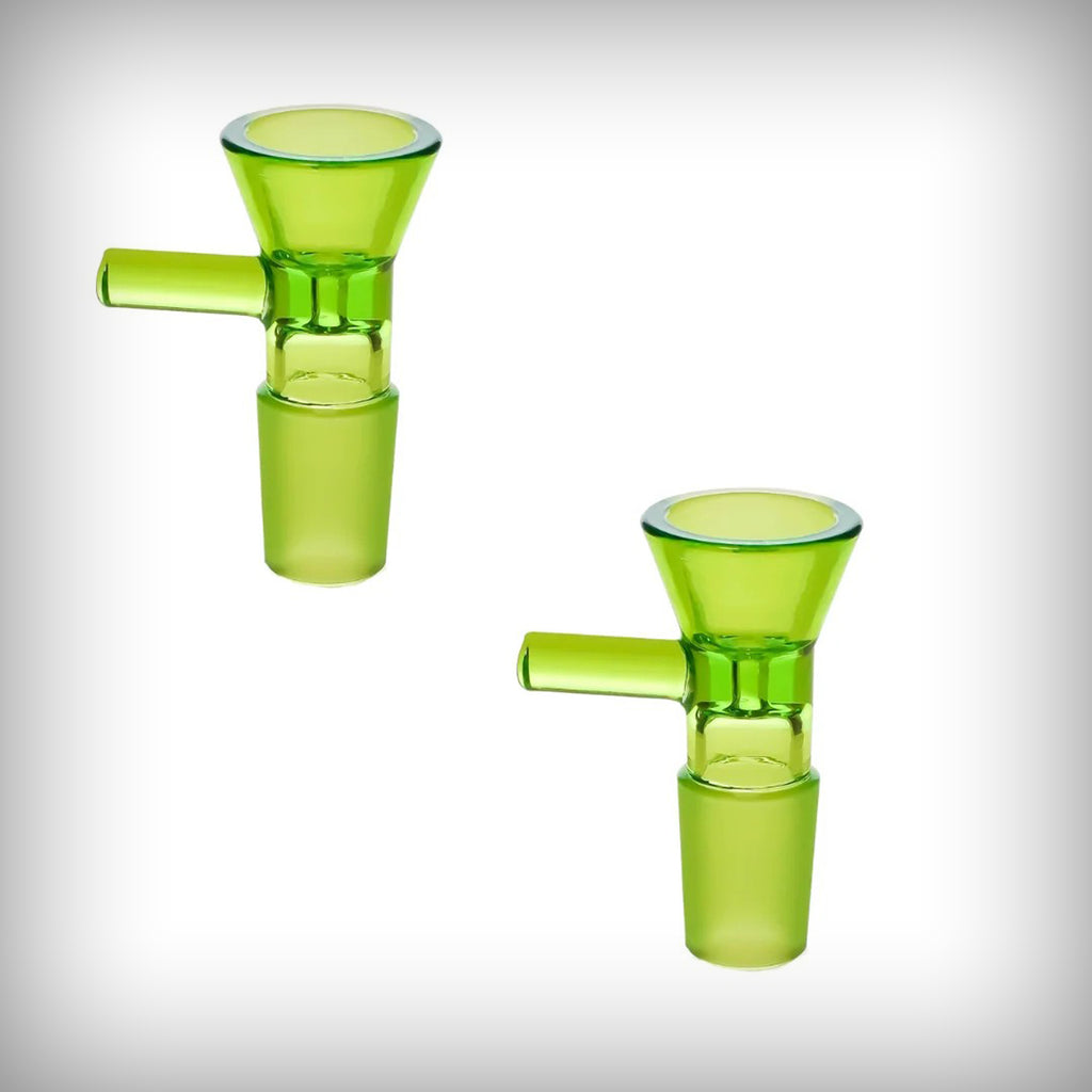 Prism 18mm bowl in Slime green borosilicate glass, two-piece bundle