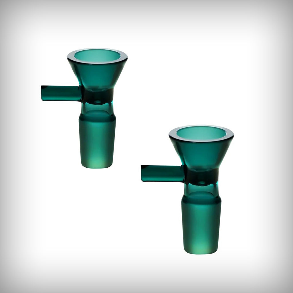 Prism 18mm bowl in Teal borosilicate glass, two-piece bundle