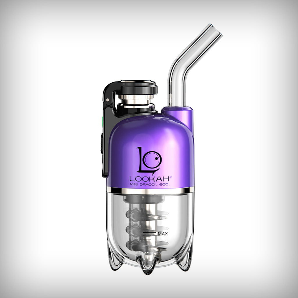Purple LOOKAH Dragon Egg electric dab rig on white background