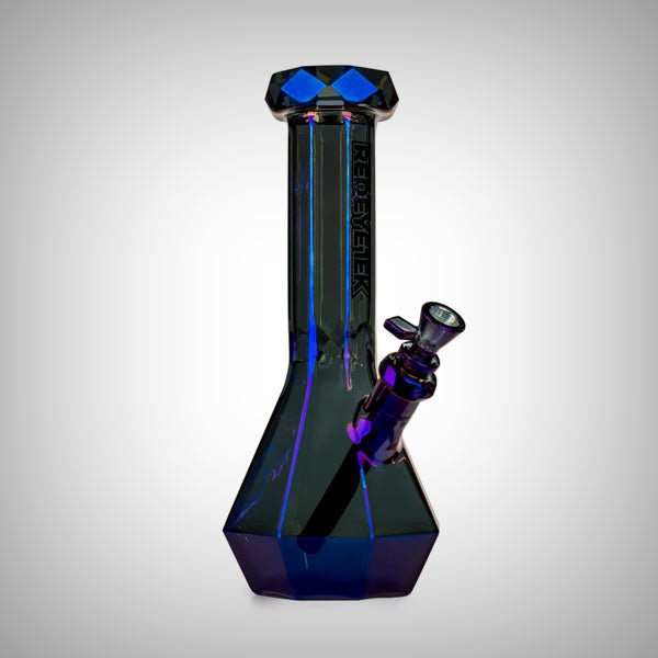 Red Eye Tek Terminator Orion iridescent beaker water pipe shown upright