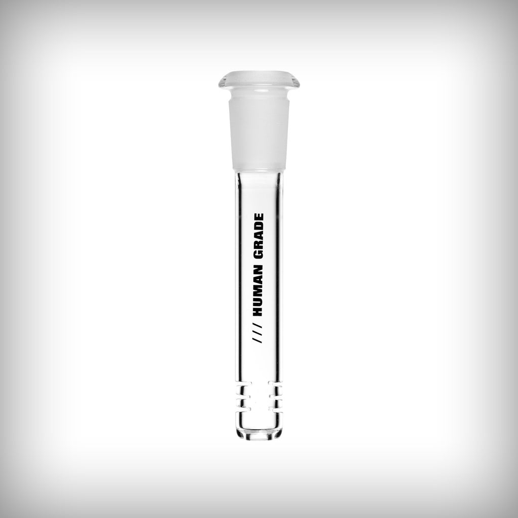 Short Human Grade 14mm downstem with frosted joint and bottom diffuser slits