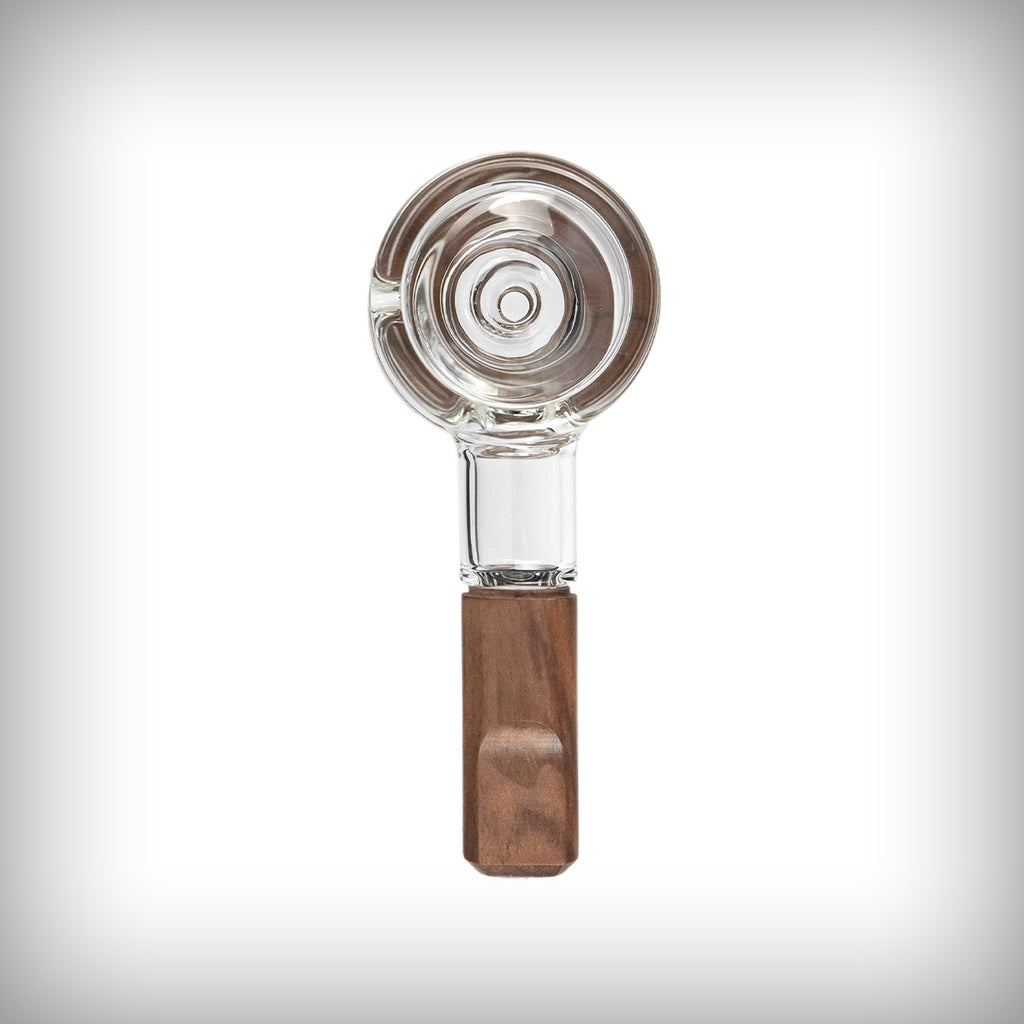 Side profile of MJ Arsenal Granby Hand Pipe with glass bowl and walnut accents