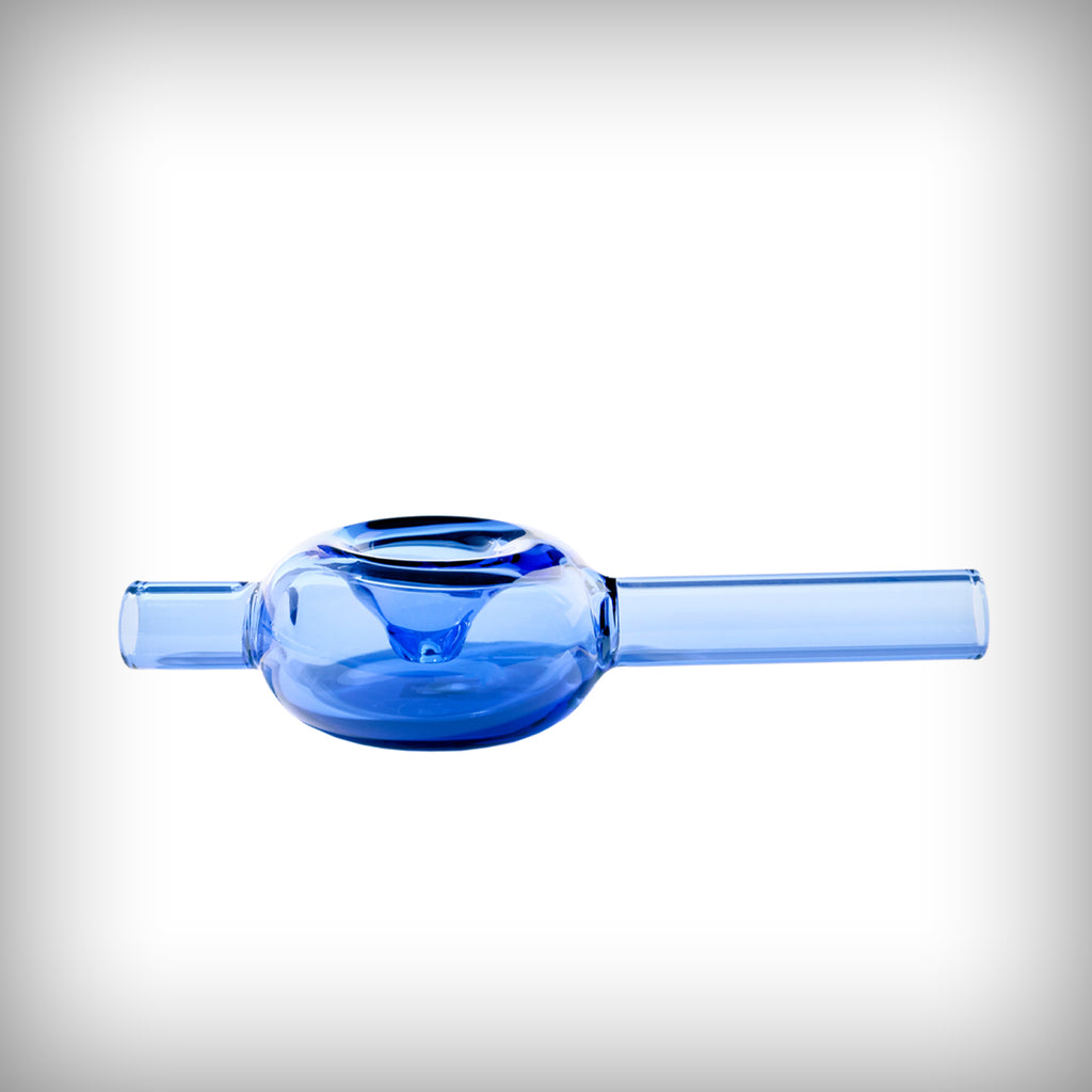 Side view of NWTN Home Bolla Hand Pipe in Lapis blue glass