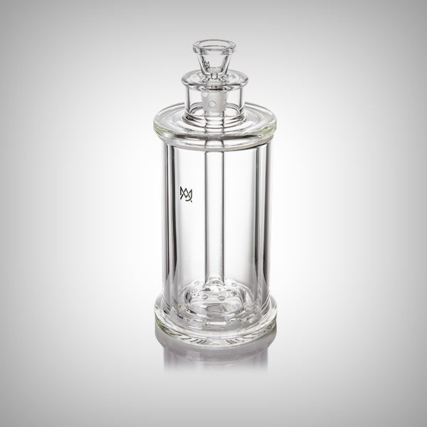 Side view of the MJ Arsenal Piston Gravity Bong with piston-inspired glass design
