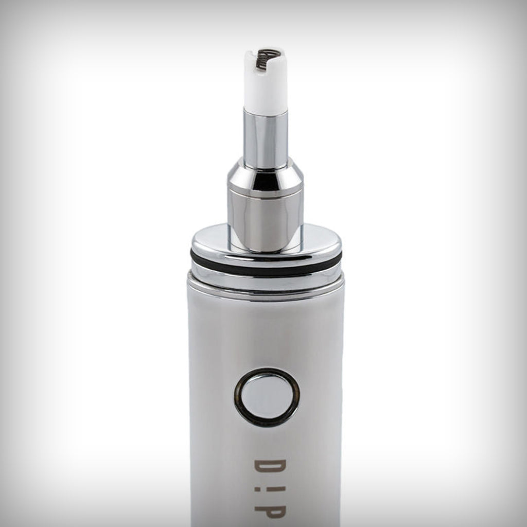 Silver Dip Devices Dipper vaporizer upright with Vapor Tip Atomizer