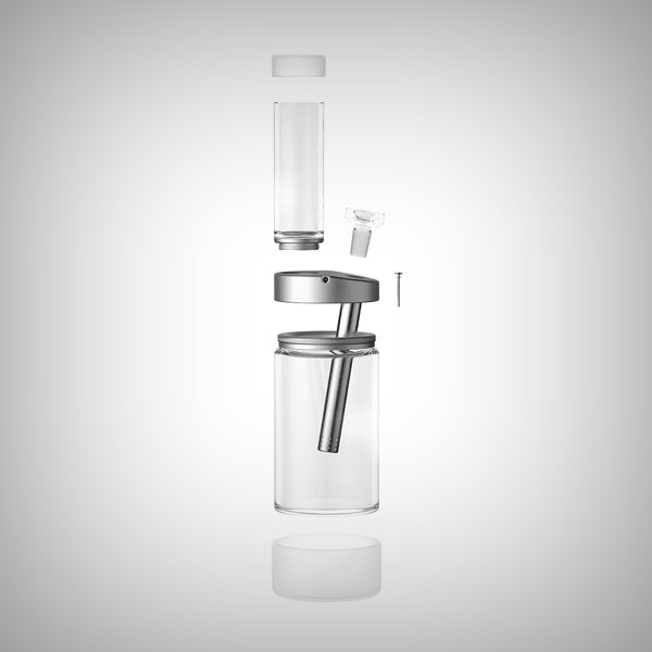 Silver Honest Capsule Water Pipe shown disassembled into modular components