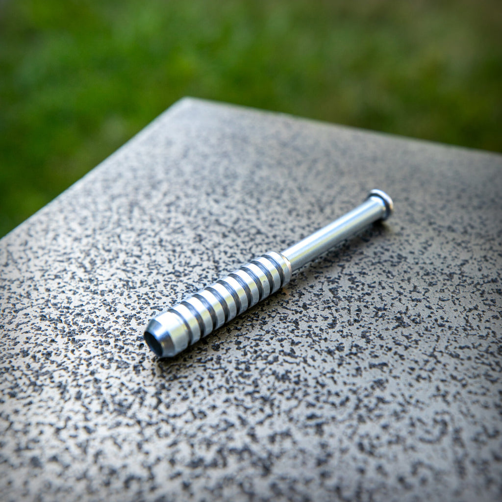 Silver metal one hitter pipe by The Mill