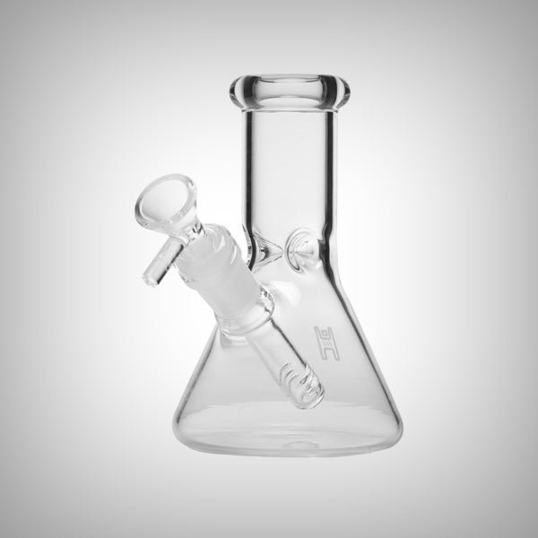 Small beaker style glass water bong with removable downstem