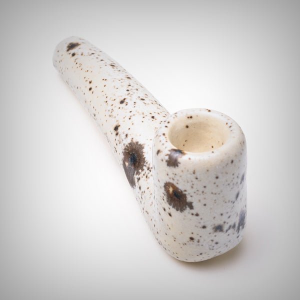 Small ceramic sherlock pipe by Stoned Potter with curved neck