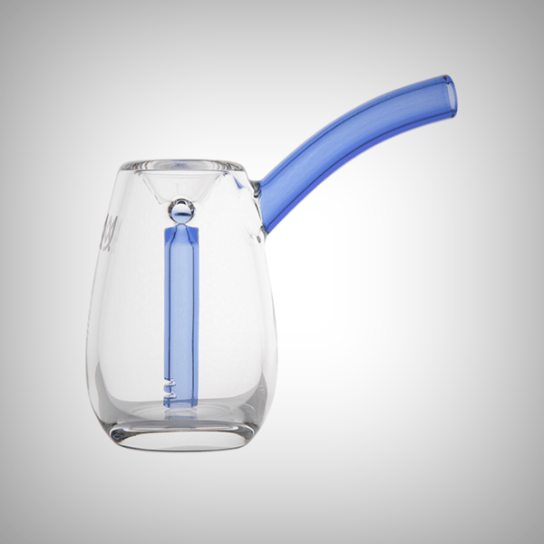 Small glass bubbler with rounded bulb-shaped chamber