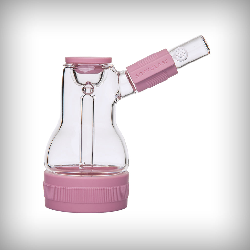 Softglass Core Bubbler in Rose with pink silicone accents