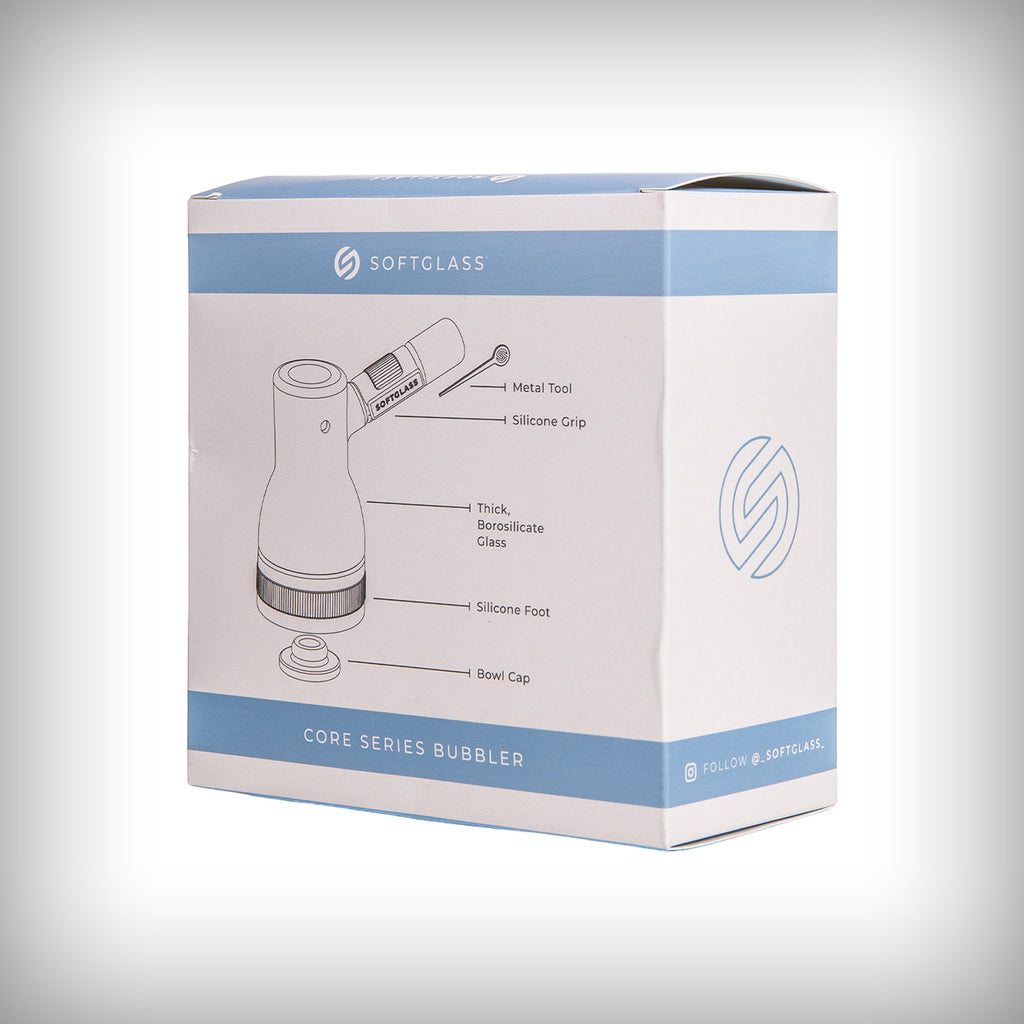 Softglass Core Bubbler retail box with Cerulean product image