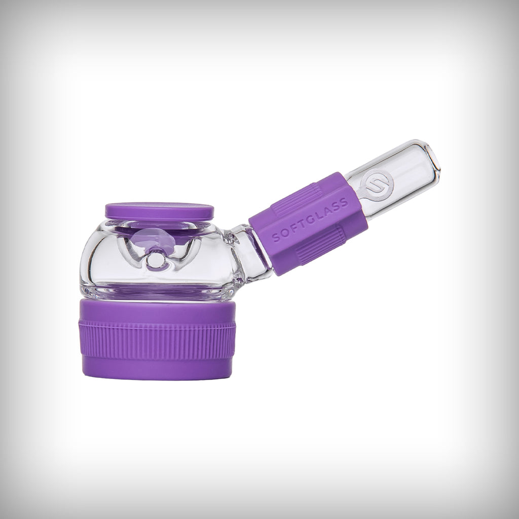 Softglass Core Hand Pipe in Amethyst with purple silicone accents