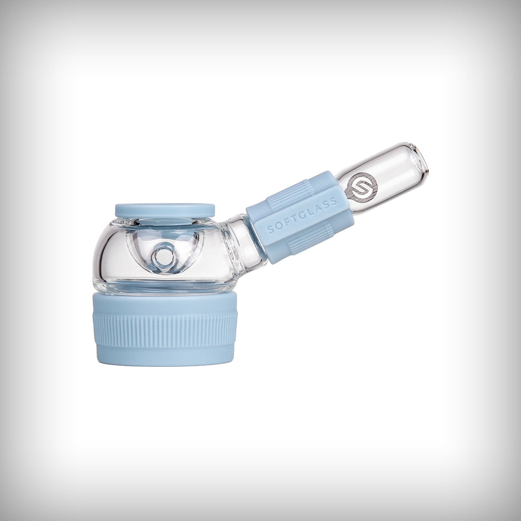 Softglass Core Hand Pipe in Cerulean with blue silicone accents