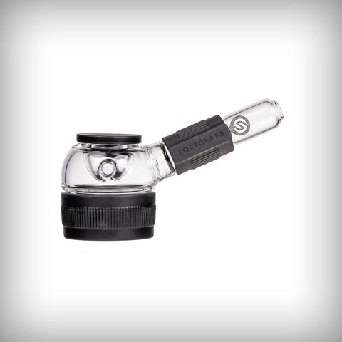 Softglass Core Hand Pipe in Onyx with black silicone accents