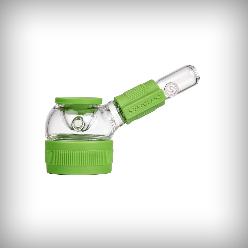 Softglass Core Hand Pipe in Pistachio with green silicone accents