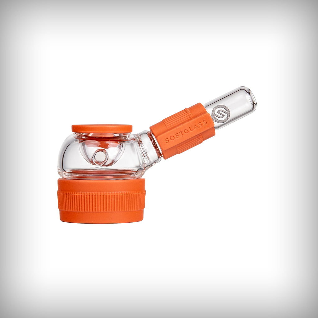 Softglass Core Hand Pipe in Sienna with orange silicone accents