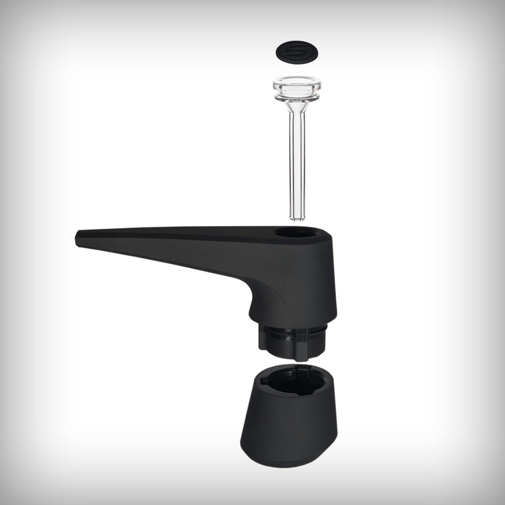 Softglass Pier Bubbler in Onyx with removable glass bowl and stem separated