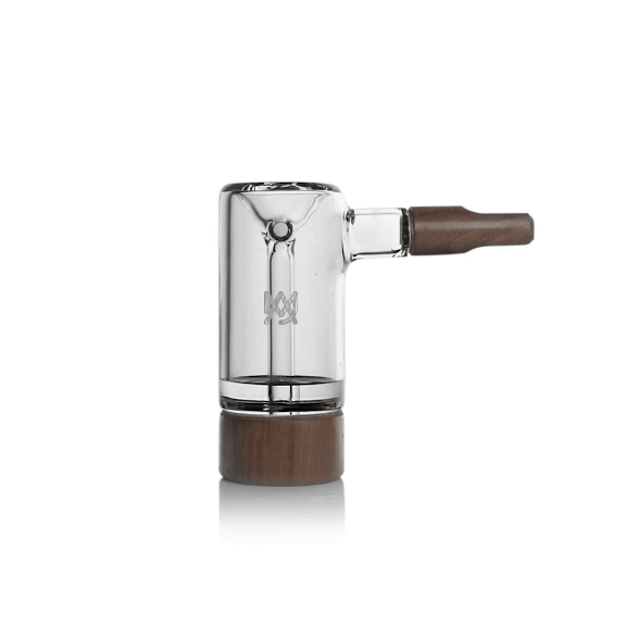 Steamboat Bubbler alternate side view showing internal glass chamber and walnut accents