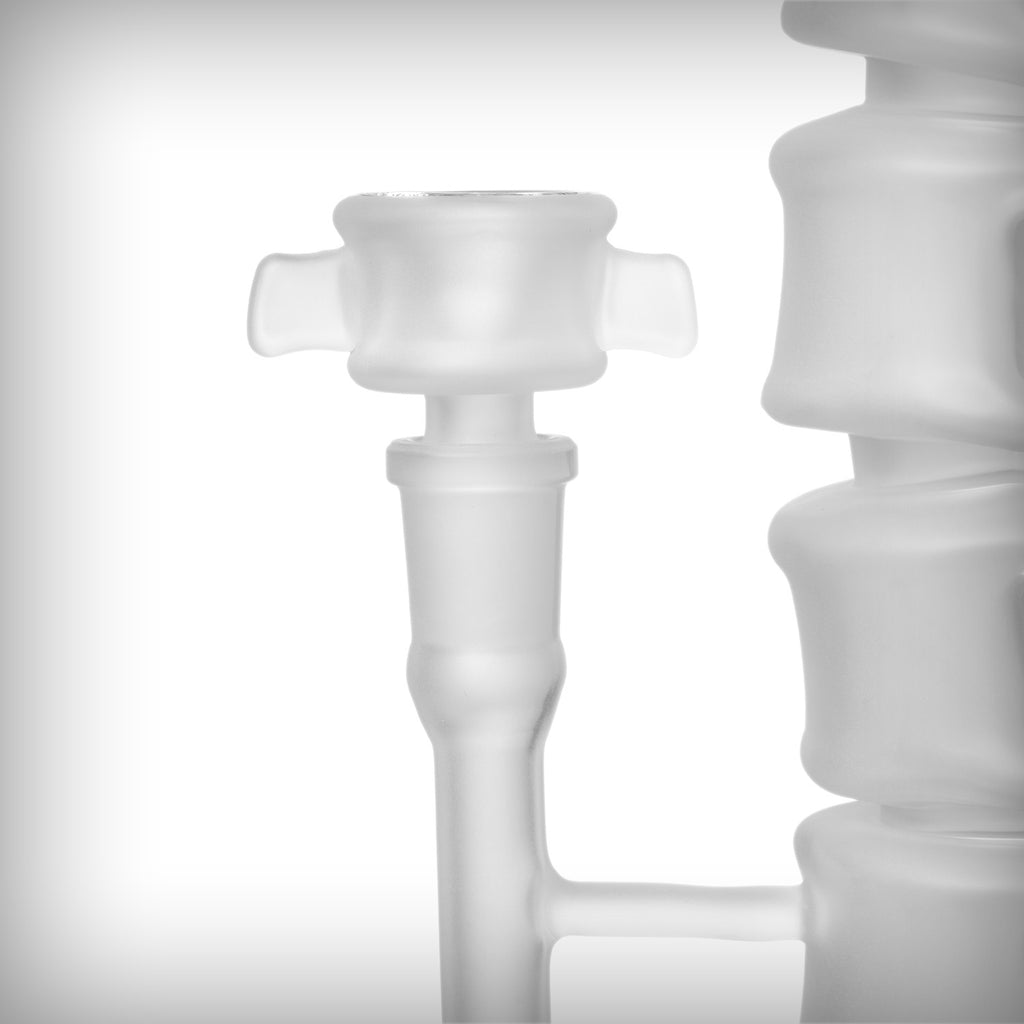 Straight rear view of the MJ Arsenal Skele-Tube frosted glass water pipe