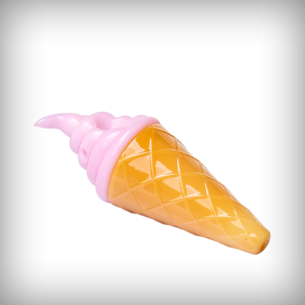 Strawberry BIGFUN! Ice Cream Hand Pipe shown at an angled side view