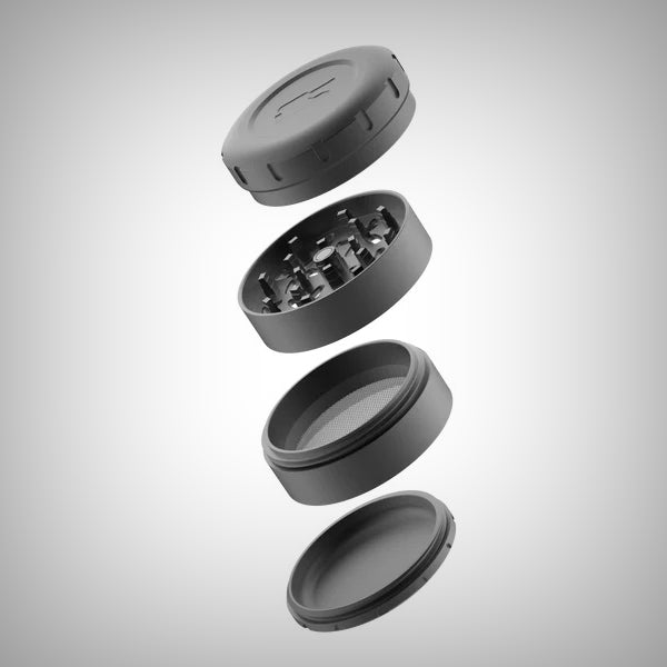 Tank ShredStep Grinder components separated in an angled exploded view