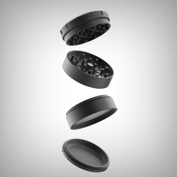 Tank ShredStep Grinder components shown in a diagonal exploded arrangement
