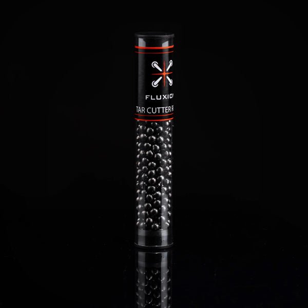 Tar Cutter activated carbon bead refill tube on black background