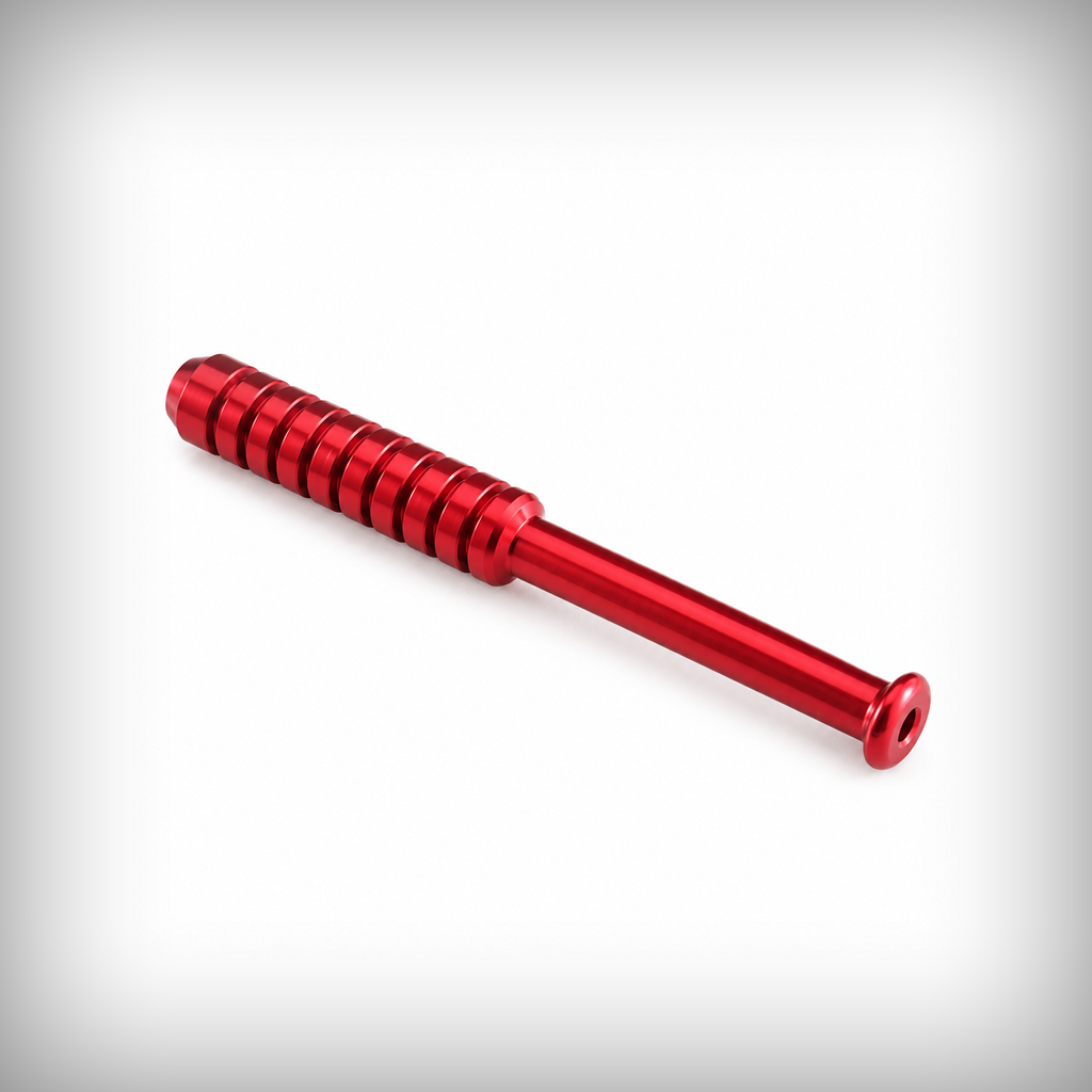 The Mill glossy red ribbed metal one hitter pipe