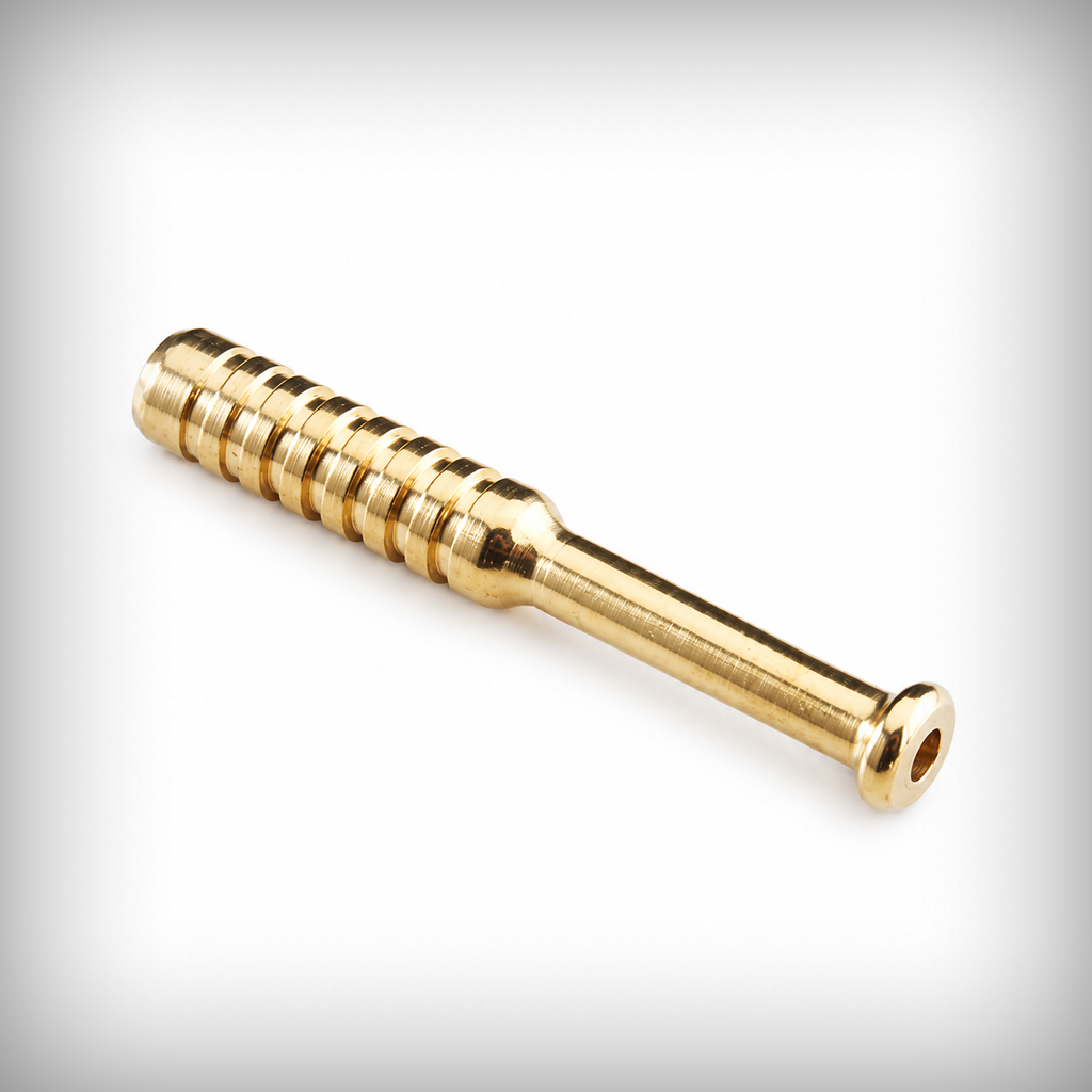 The Mill gold ribbed metal one hitter pipe
