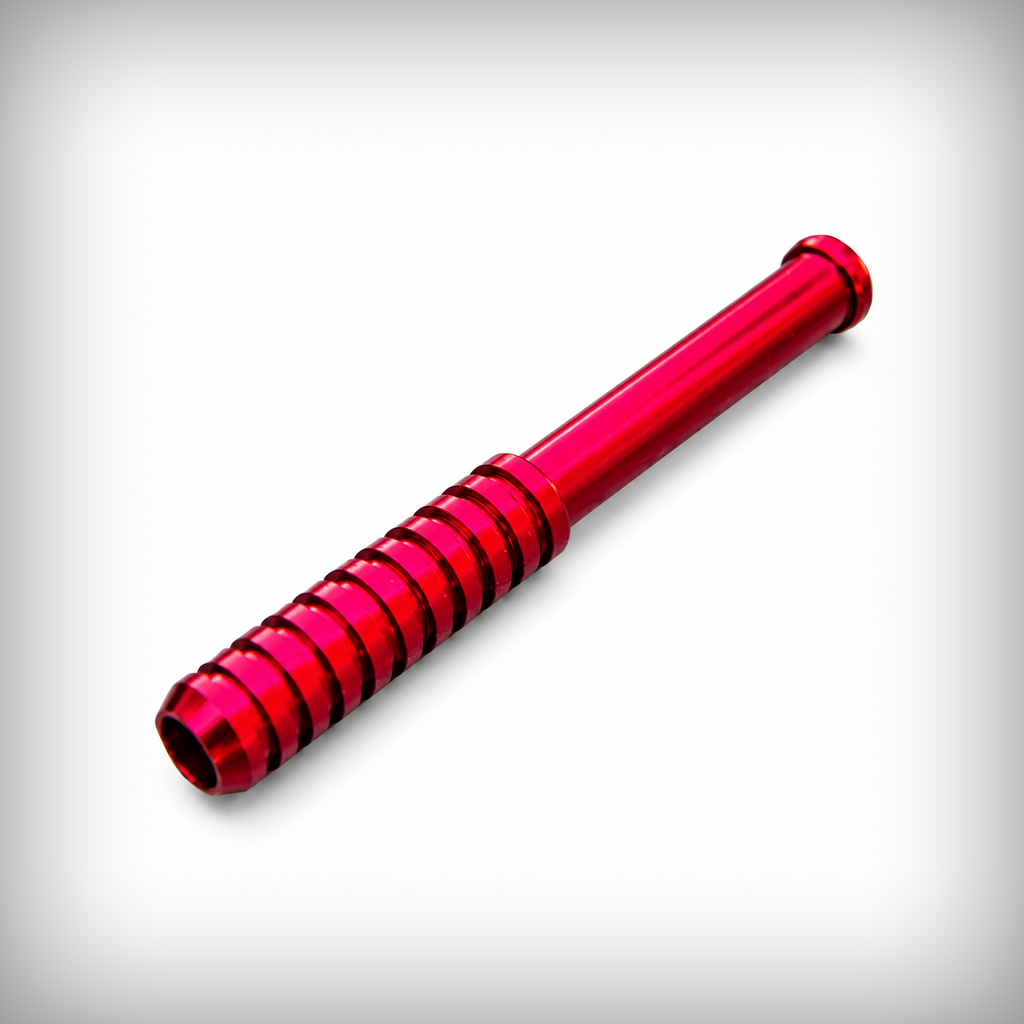 The Mill metallic red ribbed metal one hitter pipe
