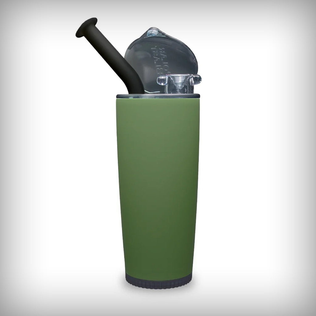 The Shield Incognito by Polar Blast in satin OD Green with lid assembly and black mouthpiece