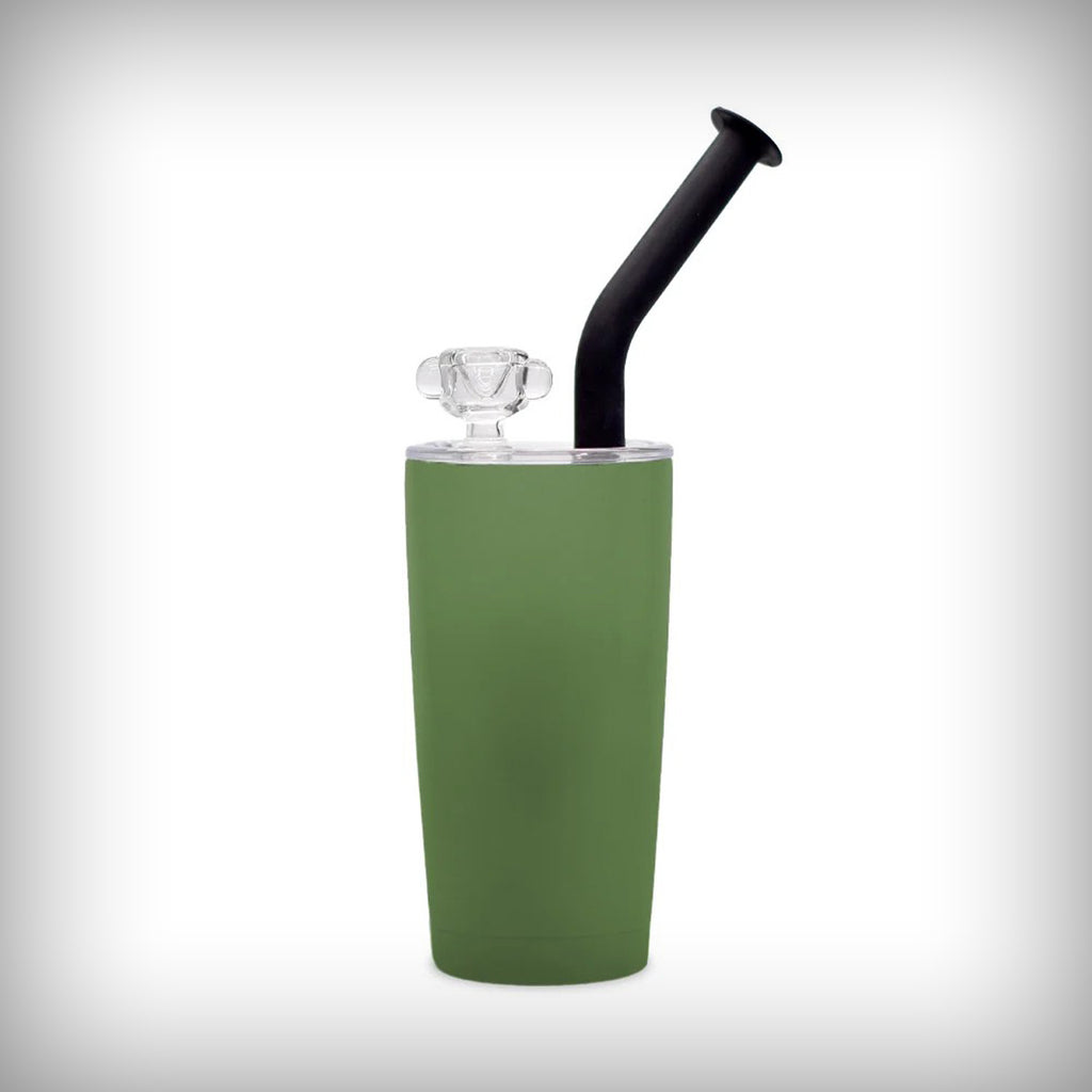 The Shield OG by Polar Blast in satin OD Green with black mouthpiece and glass bowl