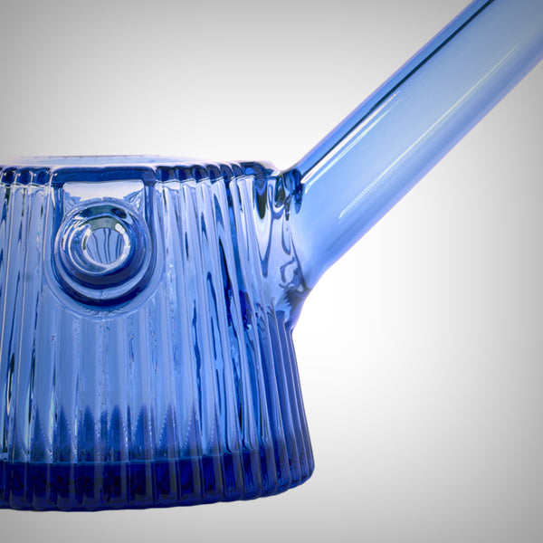 Top view of blue NWTN Home Deco Hand Pipe with fluted glass bowl