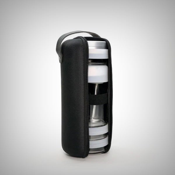 Upright Honest Capsule Carry Case with stored components visible