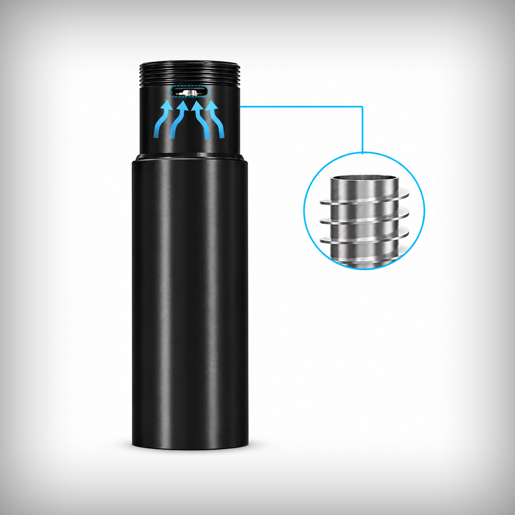 VIVANT VLeaF airflow illustration with blue airflow arrows and mesh detail