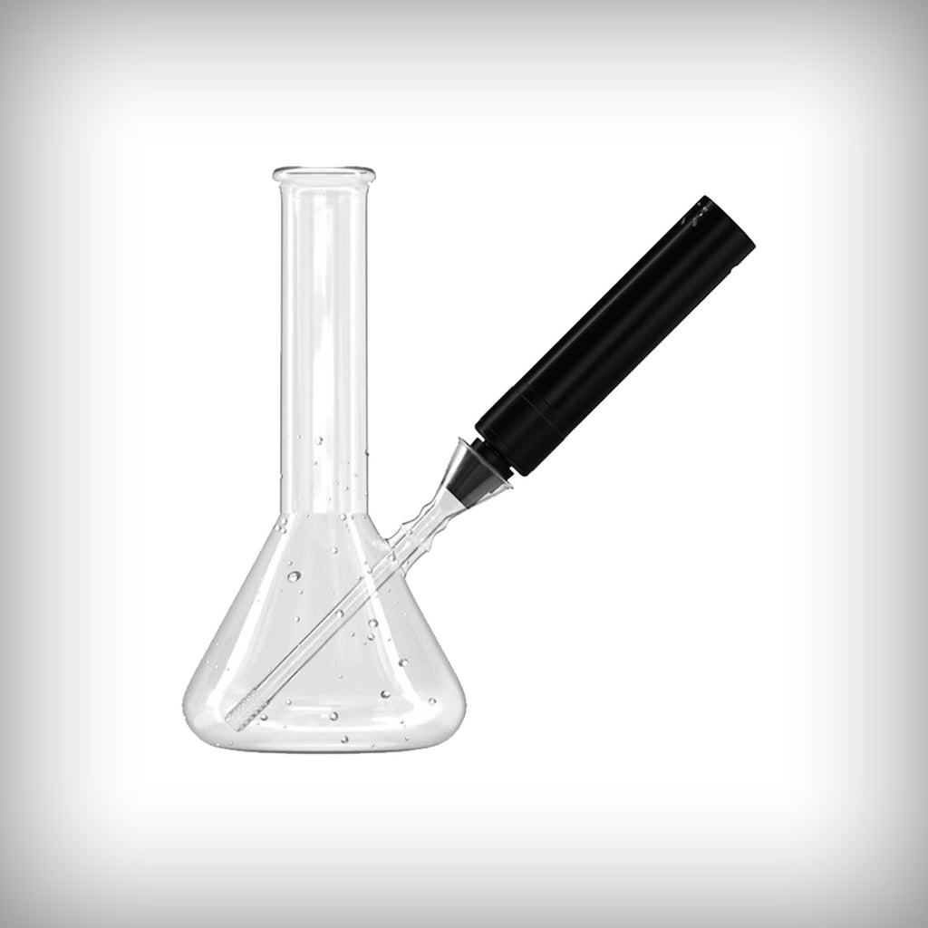 VIVANT VLeaF vaporizer connected to a clear glass water pipe