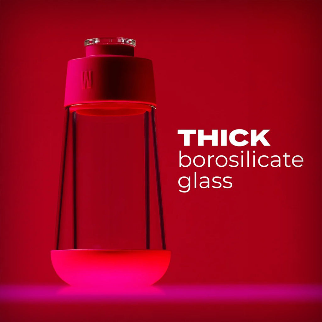 Weday Hot Pink Gravity Bong displayed with 5 mm borosilicate glass feature graphic