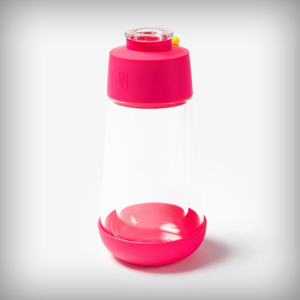 Weday Hot Pink Gravity Bong with pink silicone protector on white background