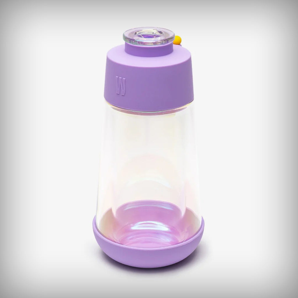 Weday Iridescent Lavender Gravity Bong with purple silicone protector on white background