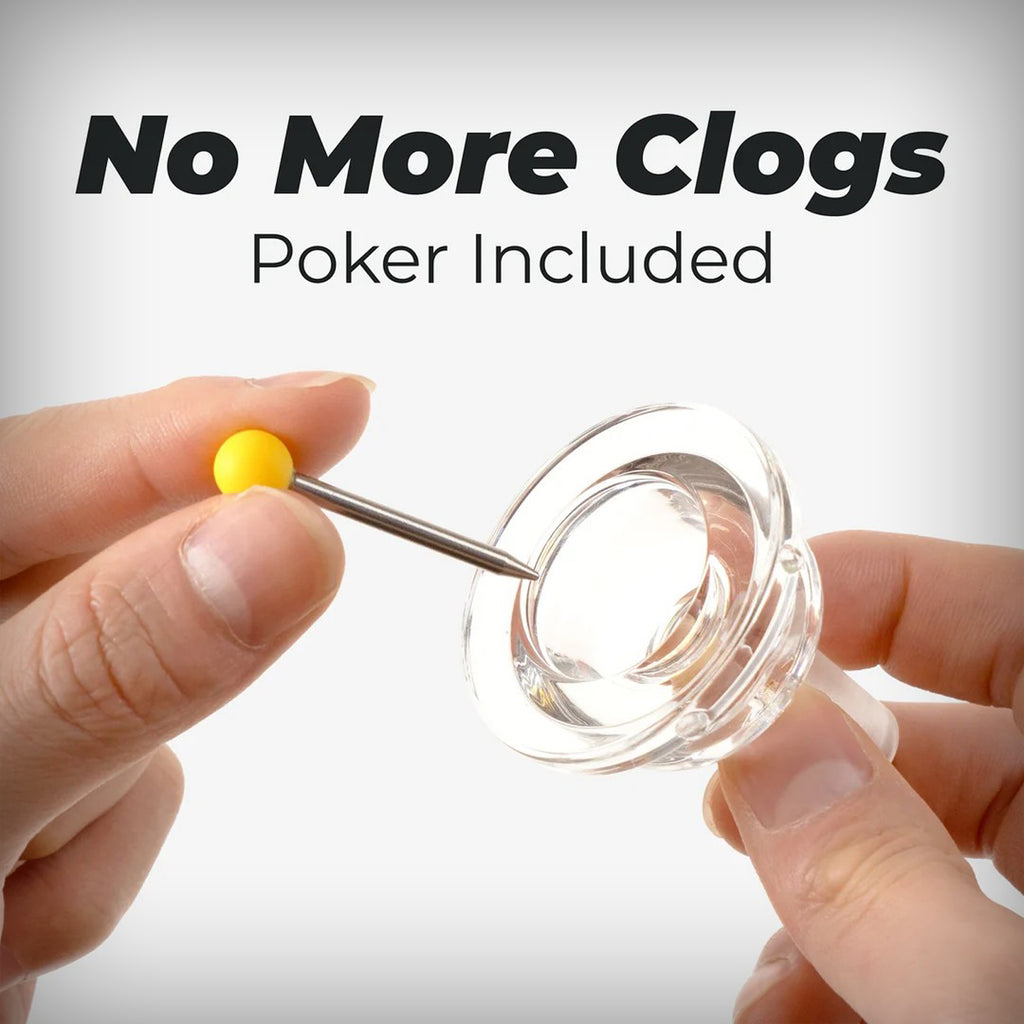 Weday glass gravity bong bowl with included poker shown in hands