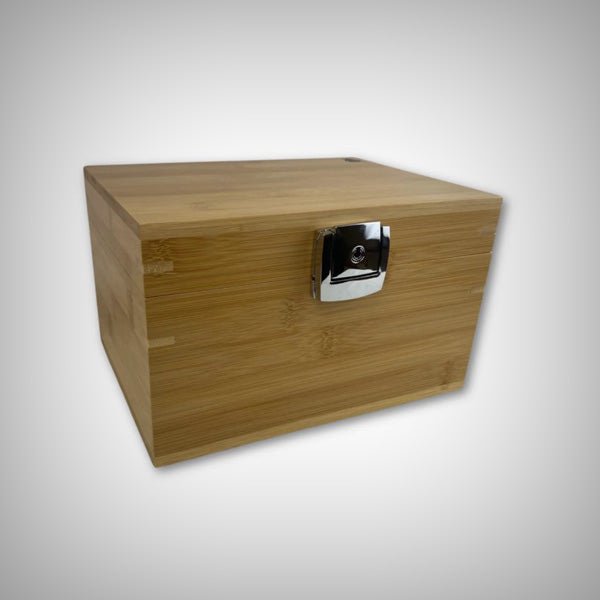 Wooden stash box for herb storage with built-in rolling tray