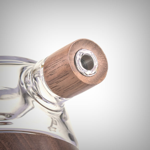 Premium glass hand pipe with lathed walnut accents by MJ Arsenal