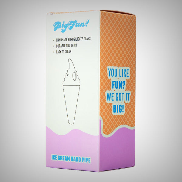 4.5-inch BIGFUN! Ice Cream Hand Pipe in colored glass