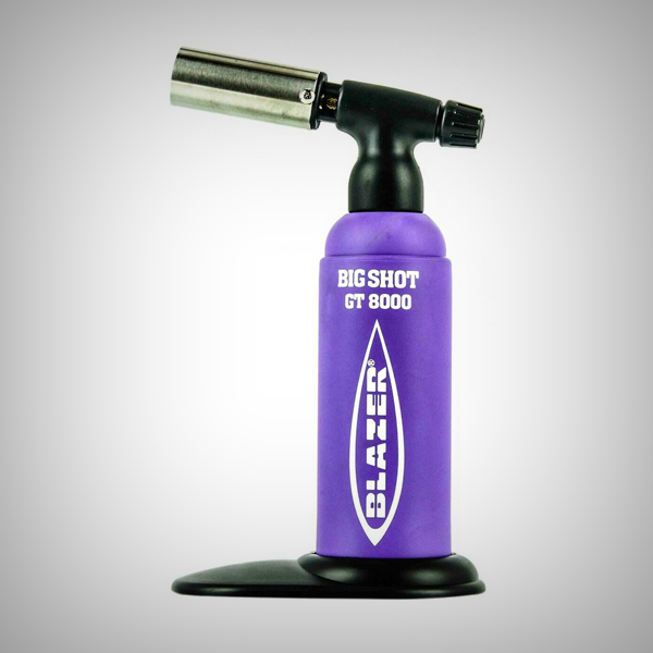 Blazer Big Shot GT 8000 white butane torch with purple logo