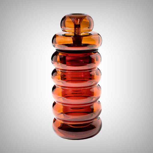 Compact tabletop gravity bong in colored glass
