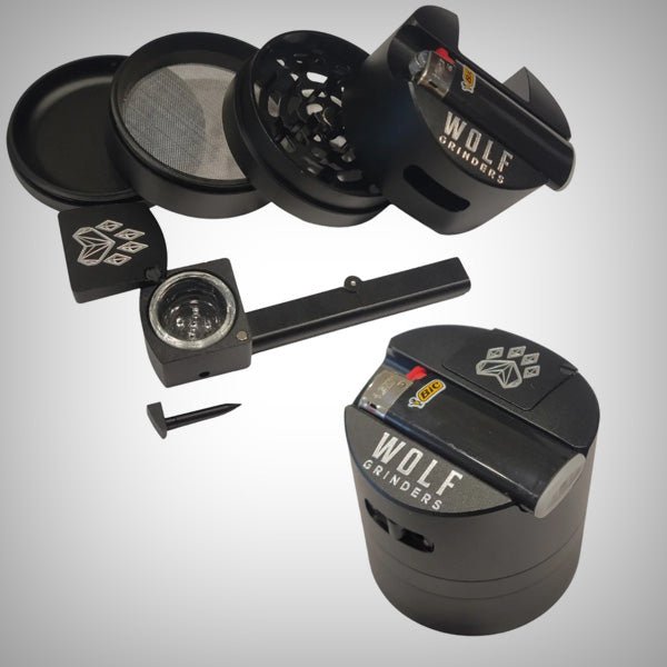 portable grinder with built in pipe combo crusher close up