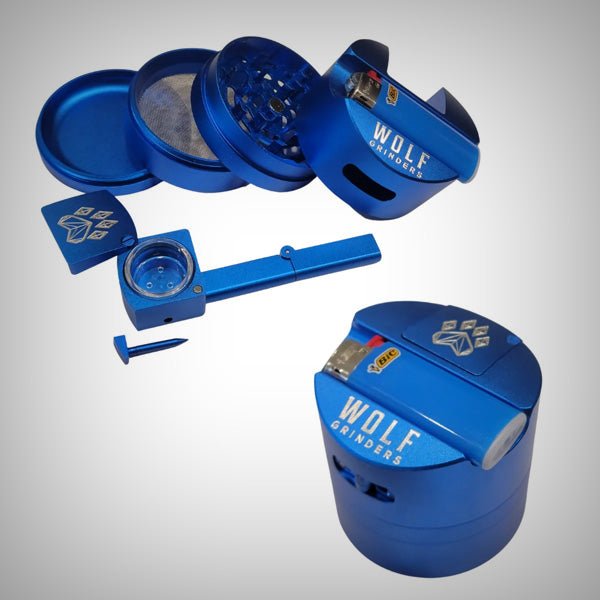 combo crusher grinder top view showing kief catch and chambers