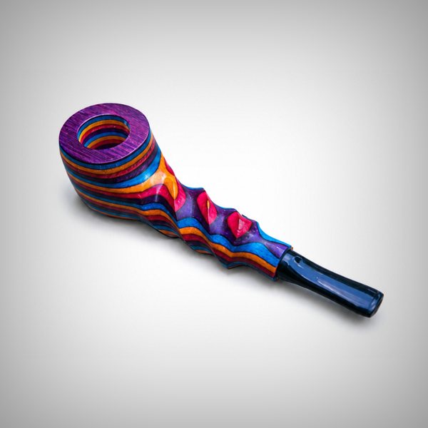 Laminated wood pipe with naturally varied color layers