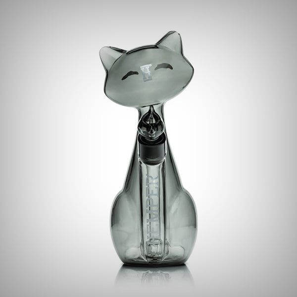 HEMPER Alley Cats tall XL glass water pipe in Smoke finish
